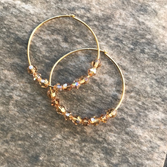 Jewelry - 🌻Vermeil Gold hoop earrings Swarovski🌻